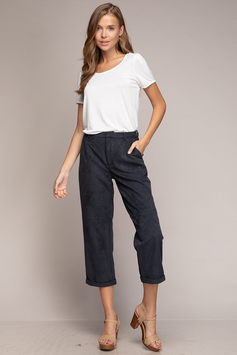 CROPPED SUEDE PANT