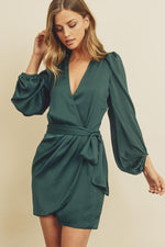 Load image into Gallery viewer, SATIN WRAP DRESS
