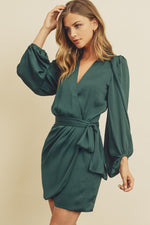 Load image into Gallery viewer, SATIN WRAP DRESS
