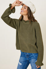 Load image into Gallery viewer, HIGH NECK RUFFLE SWEATER TOP
