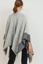 Load image into Gallery viewer, COLOR BLOCK OPEN PONCHO CARDIGAN
