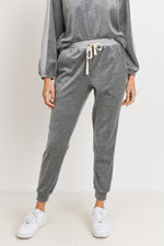 Load image into Gallery viewer, VELOUR CHARCOAL JOGGER SET
