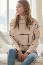 Load image into Gallery viewer, GRID MOCK NECK SWEATER
