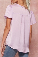 Load image into Gallery viewer, SATIN FLUTTER SLEEVE BLOUSE
