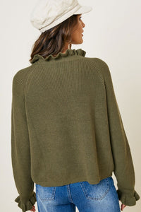 HIGH NECK RUFFLE SWEATER TOP