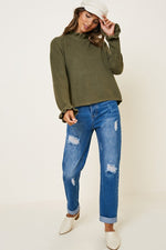 Load image into Gallery viewer, HIGH NECK RUFFLE SWEATER TOP
