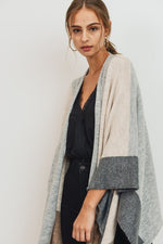 Load image into Gallery viewer, COLOR BLOCK OPEN PONCHO CARDIGAN
