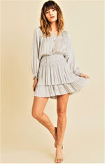 Load image into Gallery viewer, LONG SLEEVE LAYERED SILK DRESS (2 colors)
