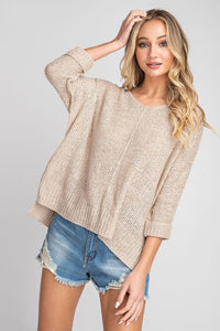 OATMEAL KNIT SWEATER TOP