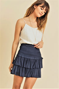 SILK RUFFLE SKIRT (2 colors)