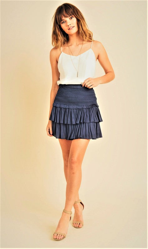 SILK RUFFLE SKIRT (2 colors)
