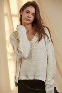 V NECK KNIT PULLOVER