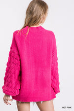 Load image into Gallery viewer, KNIT BUBBLE SLEEVE SWEATER
