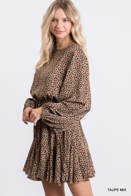 LEOPARD FLARE DRESS