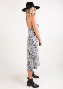 SNAKESKIN MIDI SLIP DRESS