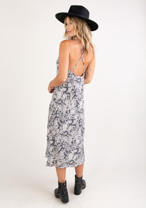 SNAKESKIN MIDI SLIP DRESS