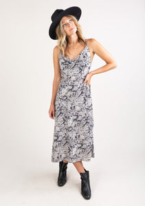 SNAKESKIN MIDI SLIP DRESS