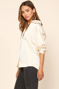 SATIN BUTTONDOWN BLOUSE (2 colors)