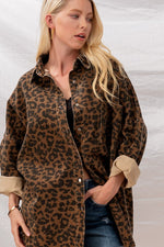 Load image into Gallery viewer, LEOPARD DENIM OVERSIZE JACKET
