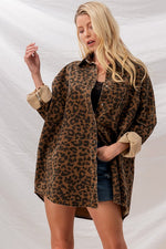 Load image into Gallery viewer, LEOPARD DENIM OVERSIZE JACKET
