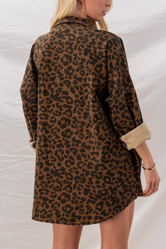 LEOPARD DENIM OVERSIZE JACKET