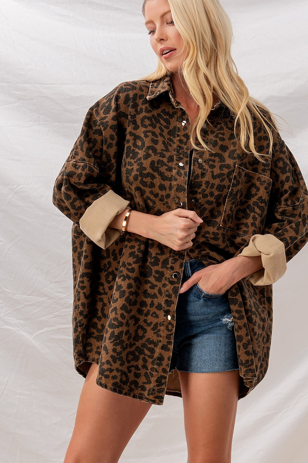 LEOPARD DENIM OVERSIZE JACKET