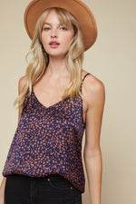 Load image into Gallery viewer, SATIN NAVY LEOPARD TANK
