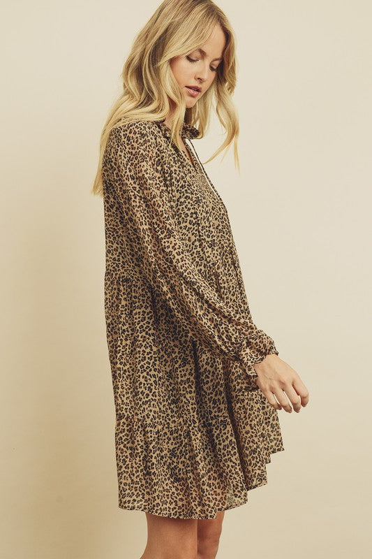 CHEETAH PRINT BABYDOLL DRESS