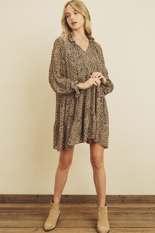 CHEETAH PRINT BABYDOLL DRESS