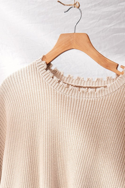 Frayed oversized sweater best sale