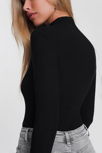 BLACK TURTLENECK TOP