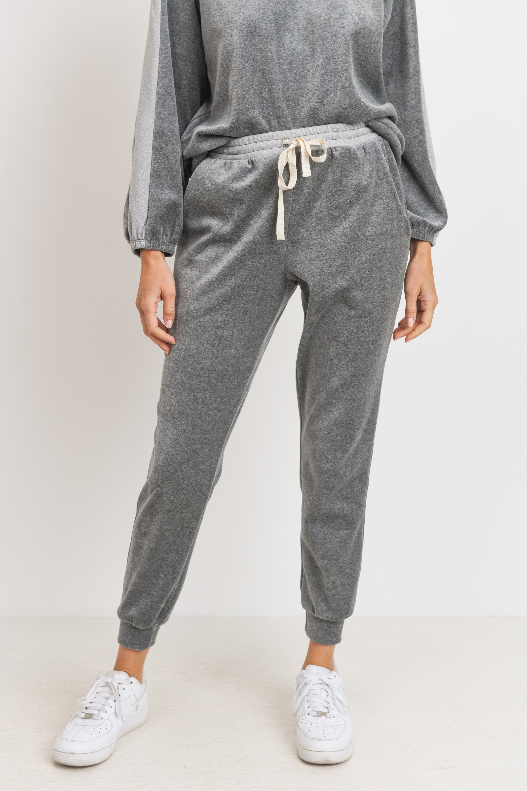 VELOUR CHARCOAL JOGGER SET