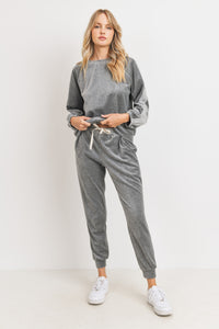 VELOUR CHARCOAL JOGGER SET