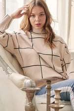 Load image into Gallery viewer, GRID MOCK NECK SWEATER
