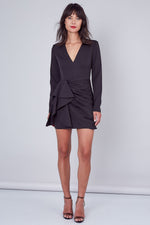 Load image into Gallery viewer, BLACK RUFFLED MINI DRESS
