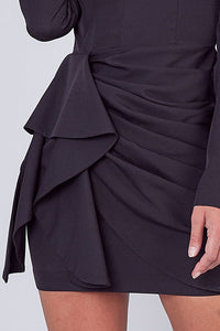 BLACK RUFFLED MINI DRESS