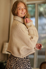 Load image into Gallery viewer, BEIGE TURTLENECK CROP SWEATER
