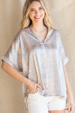 Load image into Gallery viewer, SATIN CHEETAH PRINT V NECK BLOUSE
