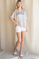 Load image into Gallery viewer, SATIN CHEETAH PRINT V NECK BLOUSE
