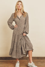 Load image into Gallery viewer, LEOPARD TIERED MIDI DRESS
