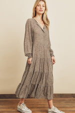 Load image into Gallery viewer, LEOPARD TIERED MIDI DRESS
