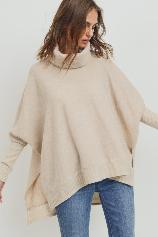 TURTLE NECK HIGH LOW SWEATER